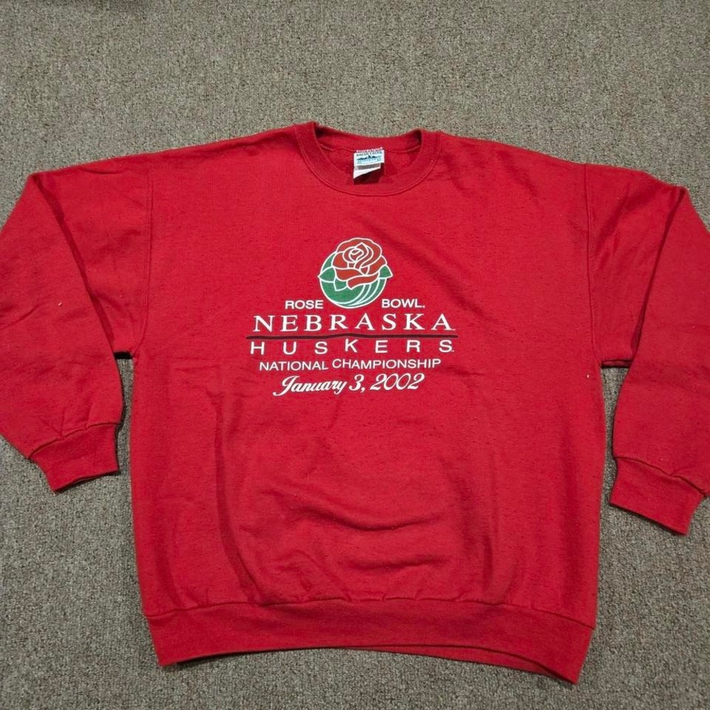 Vintage 2002 Nebraska Rose Bowl‎ Sweatshirt Red Husker Crewneck L